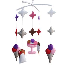 Baby Crib Mobile Infant Room Hanging Toy Nursery Bed Decor Baby Girls Musical Mobile ; Colorful Ice Cream and Stars