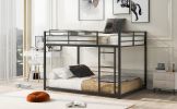 Full-Over-Full Low Metal Bunk Bed, Includes Ladder, Classic Black Finish