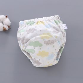 Baby Training Pants Washable 6-layer Gauze Diaper Cover (Option: Light Green Cloud-M Code-5PCS)