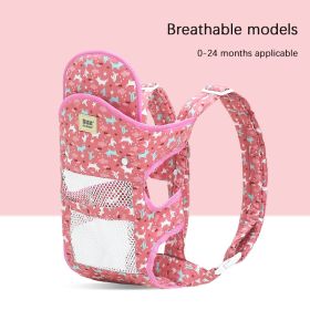 Multifunctional Baby Carrier With Breathable Front And Back In Summer (Option: Pink net)