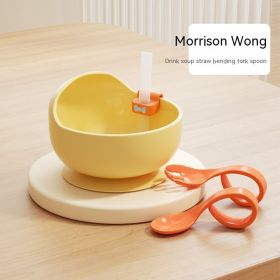 Baby Food Supplement Drink Soup Drink Water Silicone Straw (Option: Orange Bowl Set)