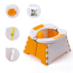 Baby Potty Training Seat Kids Toddler Outdoor Portable Folding Toilet Urinal Pot (Color: Orange)