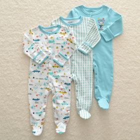 Baby Cotton-Wrapped Foot One-Piece Romper,Long-Sleeved Romper, Foot-Wrapped Climbing Suit (Option: as shown-B-0or3M)