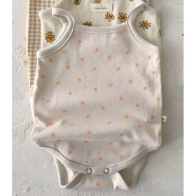 21 New Korean Version Of The Newborn Baby Soft Sling One-Piece Comfortable Romper Vest Triangle Bag Fart Clothes (Option: Floret-66cm)