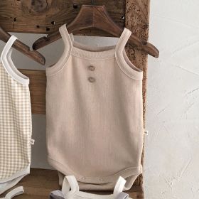 21 New Korean Version Of The Newborn Baby Soft Sling One-Piece Comfortable Romper Vest Triangle Bag Fart Clothes (Option: Beige-66cm)