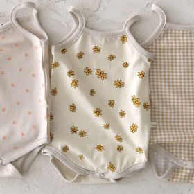 21 New Korean Version Of The Newborn Baby Soft Sling One-Piece Comfortable Romper Vest Triangle Bag Fart Clothes (Option: Big flower-66cm)