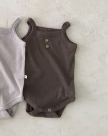 21 New Korean Version Of The Newborn Baby Soft Sling One-Piece Comfortable Romper Vest Triangle Bag Fart Clothes (Option: Dark brown-66cm)