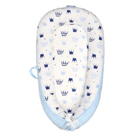 Baby Crib Bed Foldable Newborn Bionic Bed Baby Supplies (Option: Blue crown-90x50CM)