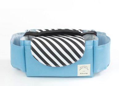 Baby Stroller Hanging Bag, Feeding Bottle, Water Cup, Diaper Storage Hanging Bag (Option: Blue sea blue stripes)