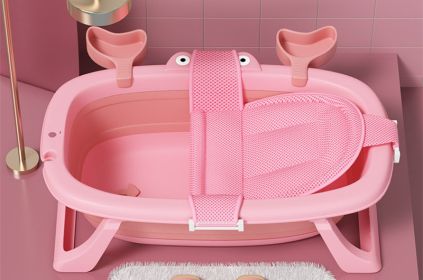 Baby Bathtub Foldable Bathtub Newborn Products (Option: Coral powder with bath net)