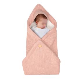 Multi-Purpose Stroller Thick Knitted Stroller Button Sleeping Bag Blanket (Option: Pink-80x80cm)