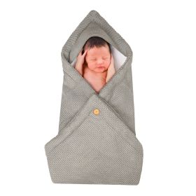 Multi-Purpose Stroller Thick Knitted Stroller Button Sleeping Bag Blanket (Option: Light Grey-80x80cm)