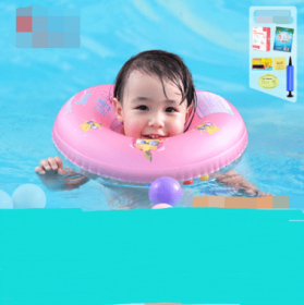 Baby Swimming Ring Neck Newborn Baby Inflatable Neck Ring Plum Blossom (Option: Pink standard-L)