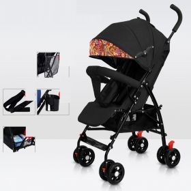 Sit And Lie Down Baby Portable Folding Simple Trolley (Option: 708Deluxe Black)