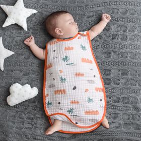 Cotton Gauze Sleeveless Vest Newborn Children's Sleeping Bag (Option: Tropical jungle6-M)