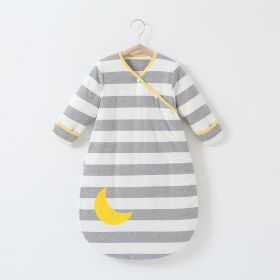 Anti-jump Thickening Of Baby Sleeping Bag In Autumn And Winter (Option: Grey striped moon thickened-M)