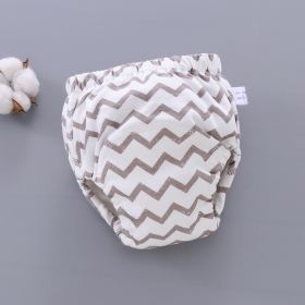 Baby Training Pants Washable 6-layer Gauze Diaper Cover (Option: Khaki Stripe Wave-M Code-5PCS)