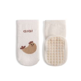 Children's Mid-calf Cute Cartoon Non-slip Dotted Rubber Floor Socks (Option: White-M)