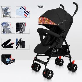 Sit And Lie Down Baby Portable Folding Simple Trolley (Option: 708Exclusive Edition Black)