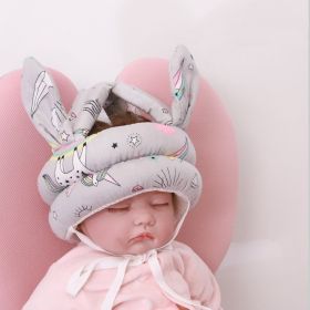 Infant Toddler Head Protection Drop-resistant (Option: Rabbit Ear Gray Rainbow-Velcro Adjustment)