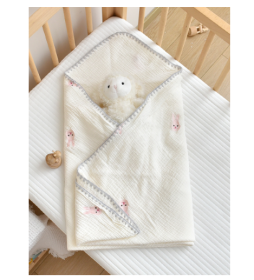 Baby Cotton Blanket Newborn Bubble Wrap Cartoon (Option: Bunny Six Layers Of Gauze-100x100cm)