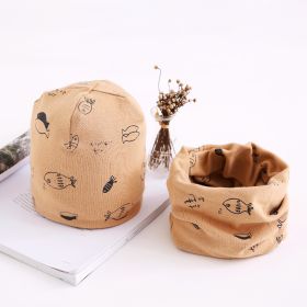 Two-piece Towel Baby Cotton Collar Hat Set (Option: Khaki-S)