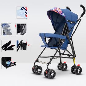 Sit And Lie Down Baby Portable Folding Simple Trolley (Option: Flagship blue)