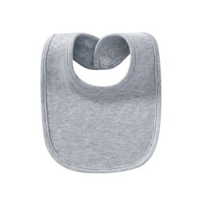 Baby Products Cotton Solid Color Bib With Hidden Buckle Saliva Towel Multi-color Optional (Color: Grey)