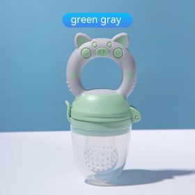 Baby Fruit And Vegetable Complementary Food Teether Baby Fruit Teether Bite Fruit And Vegetable Le Pacifier Silicone Milk (Option: Gray Green L)