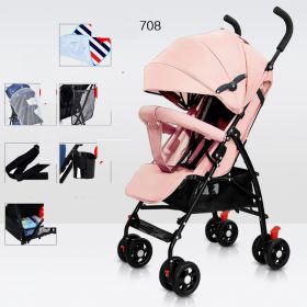 Sit And Lie Down Baby Portable Folding Simple Trolley (Option: 708flagship version Pink)