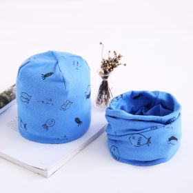 Two-piece Towel Baby Cotton Collar Hat Set (Option: Dark Blue-S)