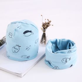 Two-piece Towel Baby Cotton Collar Hat Set (Option: Light Blue-M)