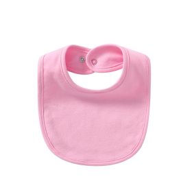 Baby Products Cotton Solid Color Bib With Hidden Buckle Saliva Towel Multi-color Optional (Color: Pink)