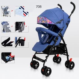 Sit And Lie Down Baby Portable Folding Simple Trolley (Option: 708Exclusive Edition Blue)