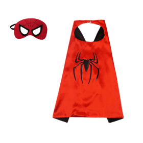 Newest Superhero Kids Capes and Masks Spiderman Costume Double Cape Superhero Kids Cosplay 3-12 Year Old Boy Halloween Gift (Color: 16)