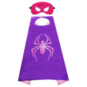 Newest Superhero Kids Capes and Masks Spiderman Costume Double Cape Superhero Kids Cosplay 3-12 Year Old Boy Halloween Gift (Color: 26)