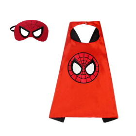 Newest Superhero Kids Capes and Masks Spiderman Costume Double Cape Superhero Kids Cosplay 3-12 Year Old Boy Halloween Gift (Color: 23)