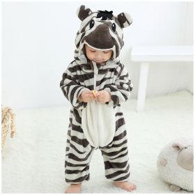 Baby Animal One-piece Pajamas Flannel Jumpsuit Children Cute Fleece Warm Thick Outer Wear Soft Spring Autumn Winter Zipper Kids (Color: Zebra, size: Height 70cm)