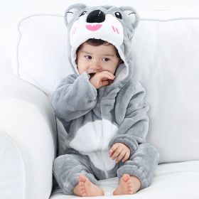 Baby Animal One-piece Pajamas Flannel Jumpsuit Children Cute Fleece Warm Thick Outer Wear Soft Spring Autumn Winter Zipper Kids (Color: Koala, size: Height 70cm)