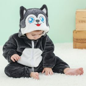 Baby Animal One-piece Pajamas Flannel Jumpsuit Children Cute Fleece Warm Thick Outer Wear Soft Spring Autumn Winter Zipper Kids (Color: Dog 7, size: Height 120cm)