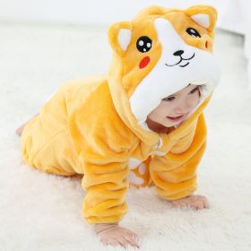 Baby Animal One-piece Pajamas Flannel Jumpsuit Children Cute Fleece Warm Thick Outer Wear Soft Spring Autumn Winter Zipper Kids (Color: Dog, size: Height 90cm)