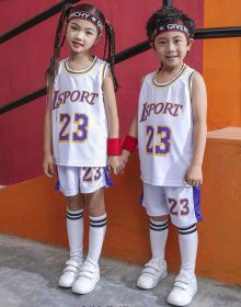 Kids Basketball Set Jerseys Short boys Girls   Youth Training Uniforms Child Sports Clothing maillot Two Pieces (Color: White, size: XXXS)