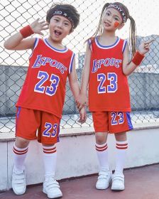 Kids Basketball Set Jerseys Short boys Girls   Youth Training Uniforms Child Sports Clothing maillot Two Pieces (Color: Red, size: L)