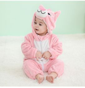 Baby Animal One-piece Pajamas Flannel Jumpsuit Children Cute Fleece Warm Thick Outer Wear Soft Spring Autumn Winter Zipper Kids (Color: Cat, size: Height 90cm)