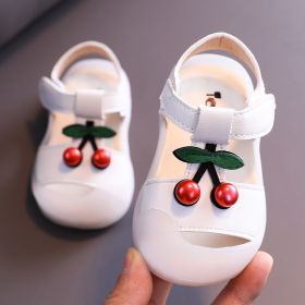 Diamonds Baby Sandals for Girls Cherry Closed Toe Toddler Infant Kids Princess Walkers Baby Little Girls Shoes Children Sandals (Color: 3 White Cherry, size: 19)