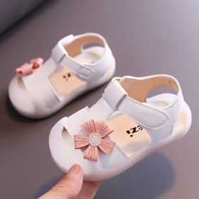 Diamonds Baby Sandals for Girls Cherry Closed Toe Toddler Infant Kids Princess Walkers Baby Little Girls Shoes Children Sandals (Color: 2 White Flower, size: 24)