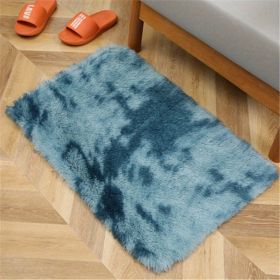 1pc, High Pile Tie-Dyed Shaggy Rug for Living Room and Bedroom - Fire Retardant, Machine Washable, Anti-Skid, Faux Fur, Plush Carpet - Perfect for Nur (Color: Tie-dye Sapphire Blue, size: 15.75*23.62inch)