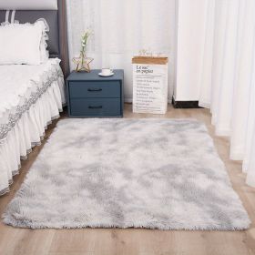 1pc, High Pile Tie-Dyed Shaggy Rug for Living Room and Bedroom - Fire Retardant, Machine Washable, Anti-Skid, Faux Fur, Plush Carpet - Perfect for Nur (Color: Tie-dye Grey, size: 62.99*78.74inch)