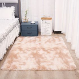 1pc, High Pile Tie-Dyed Shaggy Rug for Living Room and Bedroom - Fire Retardant, Machine Washable, Anti-Skid, Faux Fur, Plush Carpet - Perfect for Nur (Color: Tie-dye Beige, size: 31.5*62.99inch)