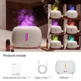 250ml Fire Flame Air Diffusers Portable Mini Essential Oil Atomizer Nano Mist Desktop Fire Flame Oil Diffuser (Color: White)